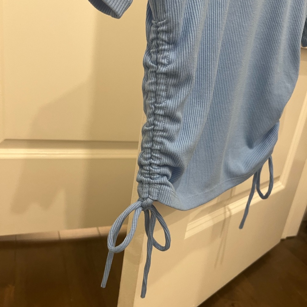 Zara Light Blue Ruched Top - Picture 4 of 5